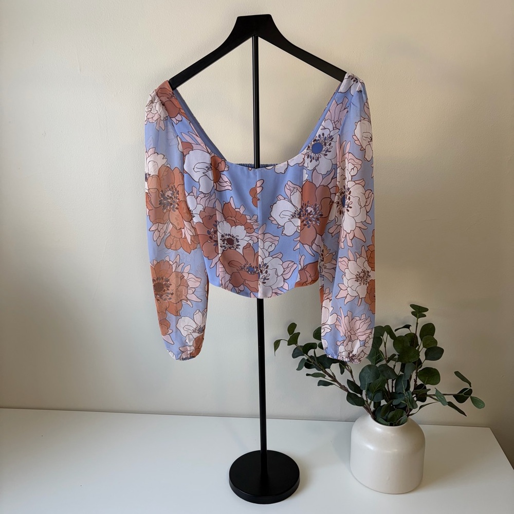 Wilfred Floral Blue and Tan Blouse
